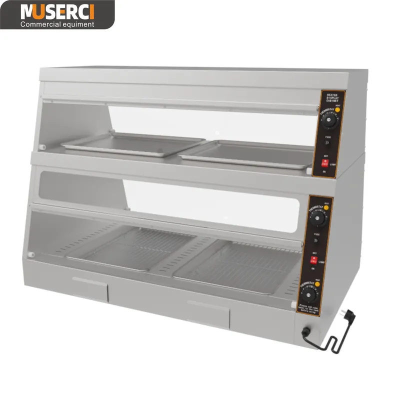 Stainless Steel Electric Hot Glass Food Warmer Display Showcase