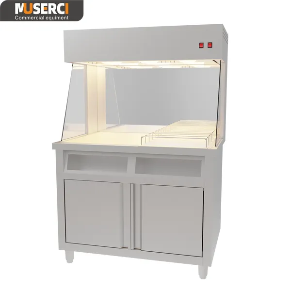 Stainless Steel Electric Chips Worker Warmer Station With Cabinet