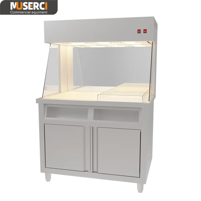 Stainless Steel Electric Chips Worker Warmer Station With Cabinet