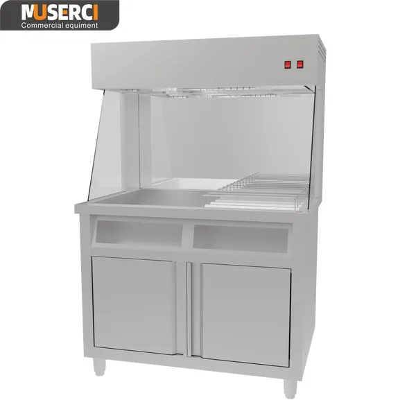 Stainless Steel Electric Chips Worker Warmer Station With Cabinet