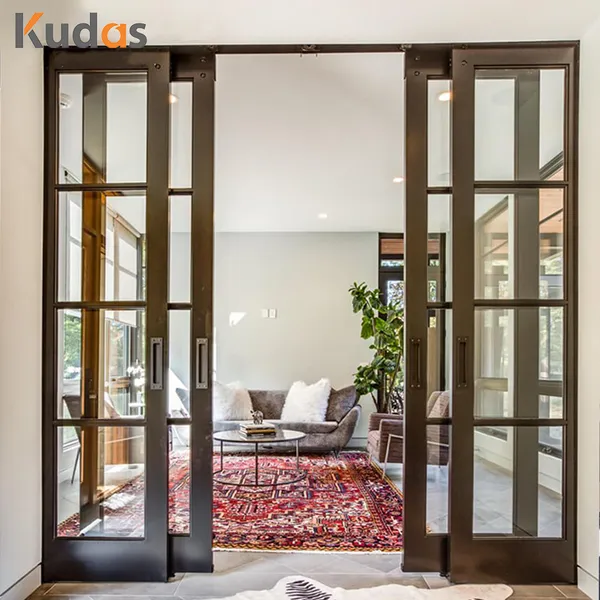 باب مدخل أمامي كبير من الألياف الزجاجية مصنوع من الخشب الصلب المحوري الحديث للفيلا