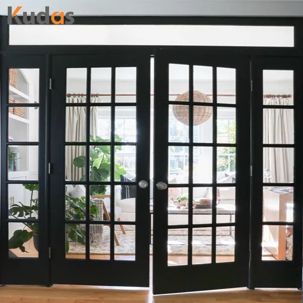 باب مدخل أمامي كبير من الألياف الزجاجية مصنوع من الخشب الصلب المحوري الحديث للفيلا