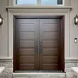 باب خشبي صلب مدخل أمامي باب محوري مزدوج للفيلا