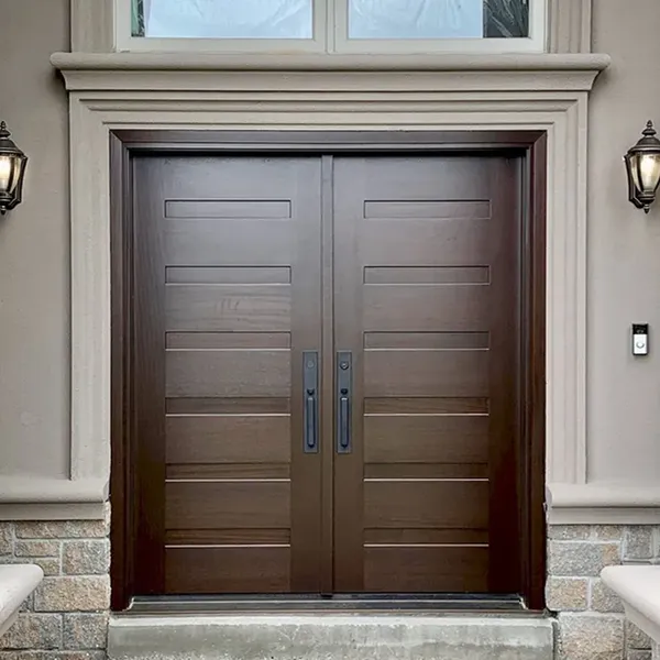 باب خشبي صلب مدخل أمامي باب محوري مزدوج للفيلا