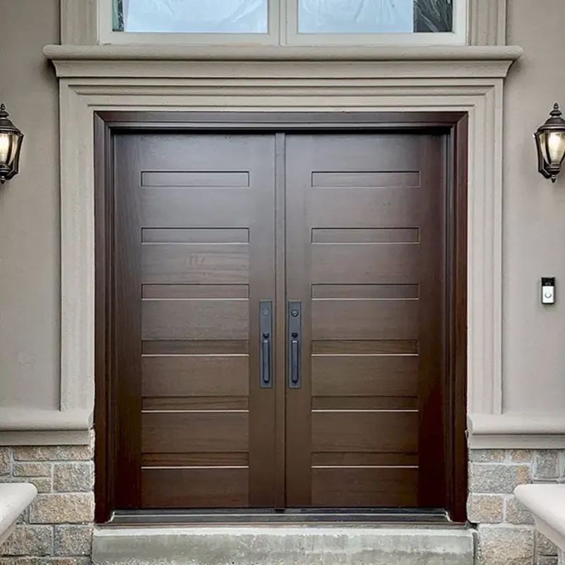 باب خشبي صلب مدخل أمامي باب محوري مزدوج للفيلا
