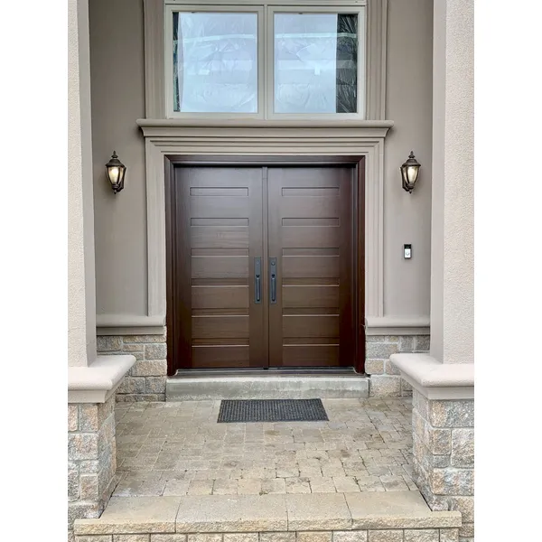 باب خشبي صلب مدخل أمامي باب محوري مزدوج للفيلا