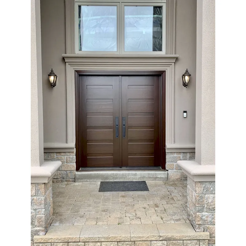 باب خشبي صلب مدخل أمامي باب محوري مزدوج للفيلا