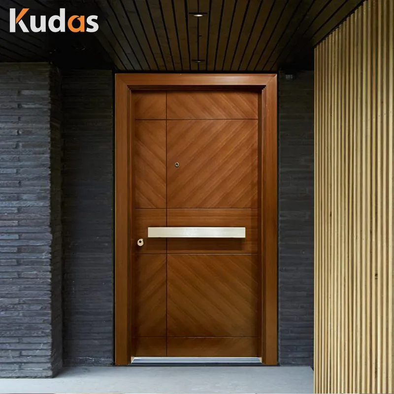 باب دخول مزدوج للمدخل الأمامي من خشب الجوز الانتقالي للمنازل