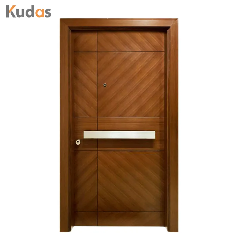 باب دخول مزدوج للمدخل الأمامي من خشب الجوز الانتقالي للمنازل