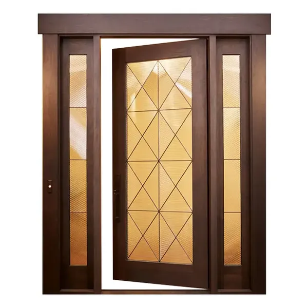 باب مدخل مزدوج مقاوم للماء من خشب الجوز للمنازل