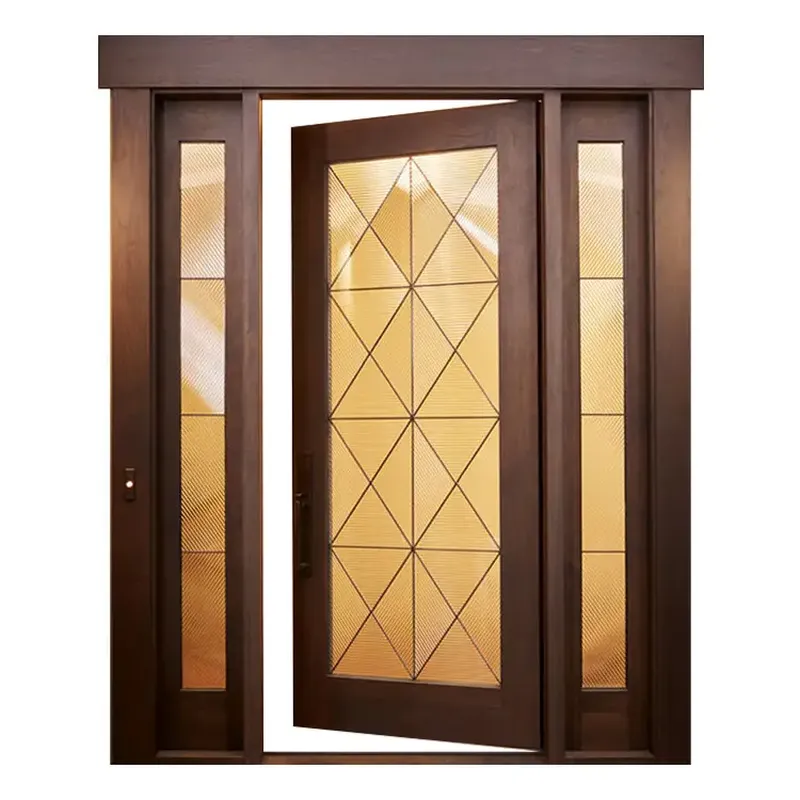 باب مدخل مزدوج مقاوم للماء من خشب الجوز للمنازل