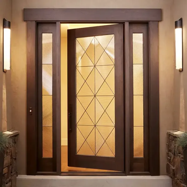 باب مدخل مزدوج مقاوم للماء من خشب الجوز للمنازل