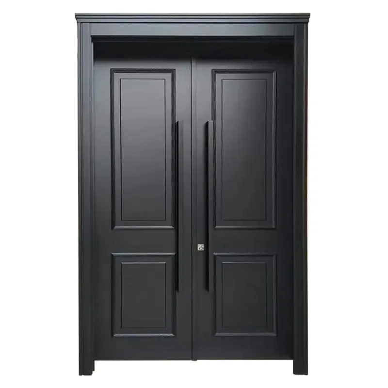 أبواب خشبية خارجية حديثة مطلية باللون الأسود