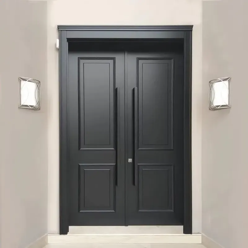 أبواب خشبية خارجية حديثة مطلية باللون الأسود