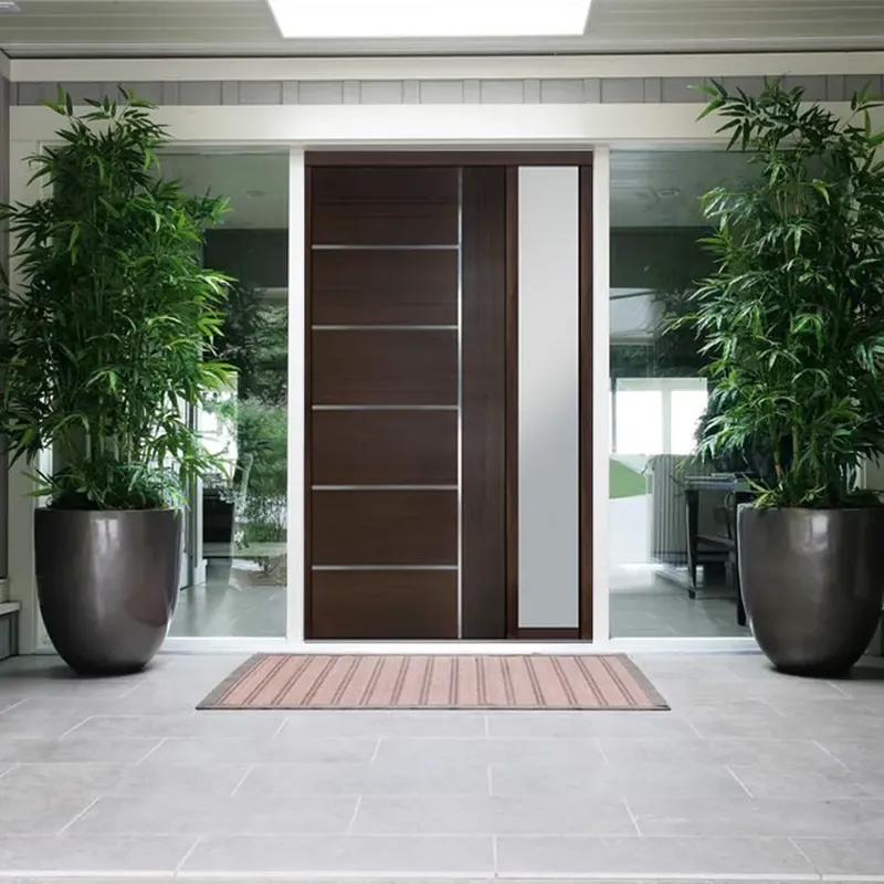 أبواب أمامية خارجية محورية من الخشب الصلب مع أضواء جانبية