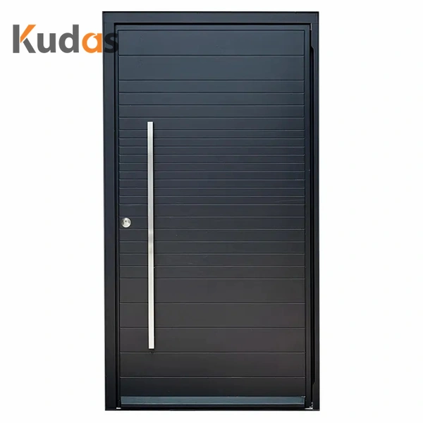 أبواب أمامية خشبية خارجية حديثة محورية للفيلا، باب رئيسي للأمان من الألومنيوم