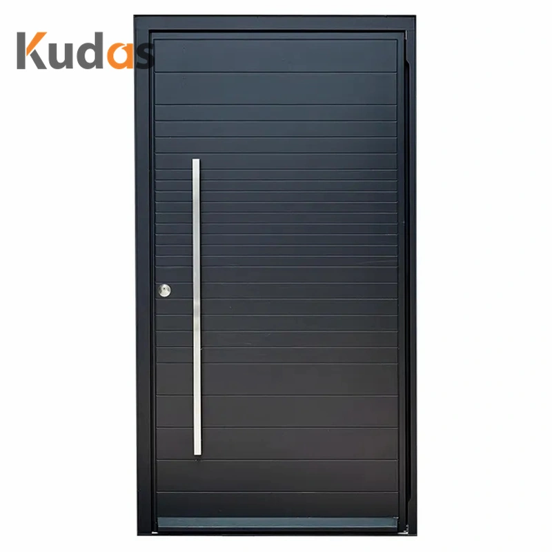 أبواب أمامية خشبية خارجية حديثة محورية للفيلا، باب رئيسي للأمان من الألومنيوم