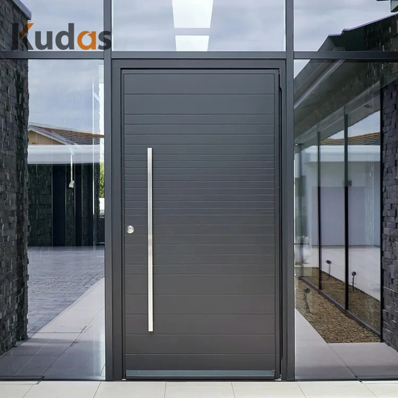 أبواب أمامية خشبية خارجية حديثة محورية للفيلا، باب رئيسي للأمان من الألومنيوم