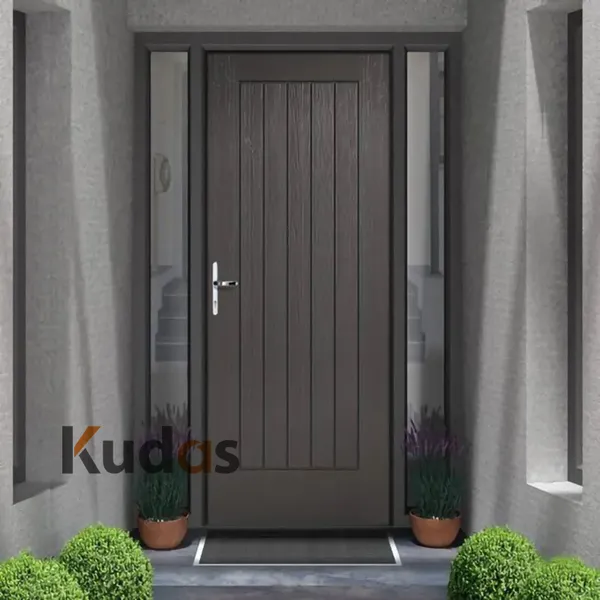 باب رئيسي سكني آمن من الخشب الصلب بتصميم حديث من Kudas