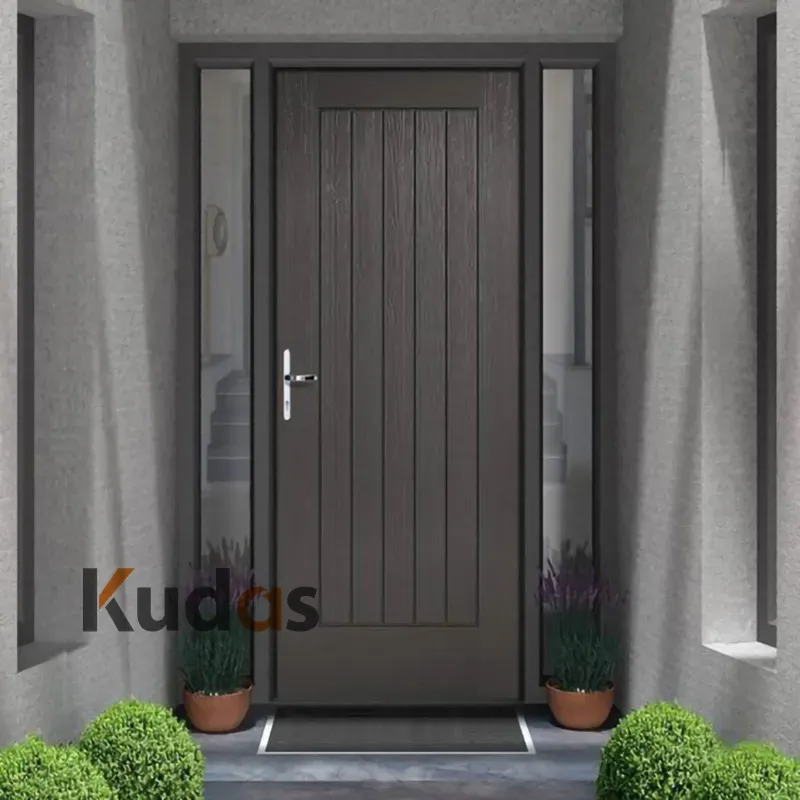 باب رئيسي سكني آمن من الخشب الصلب بتصميم حديث من Kudas