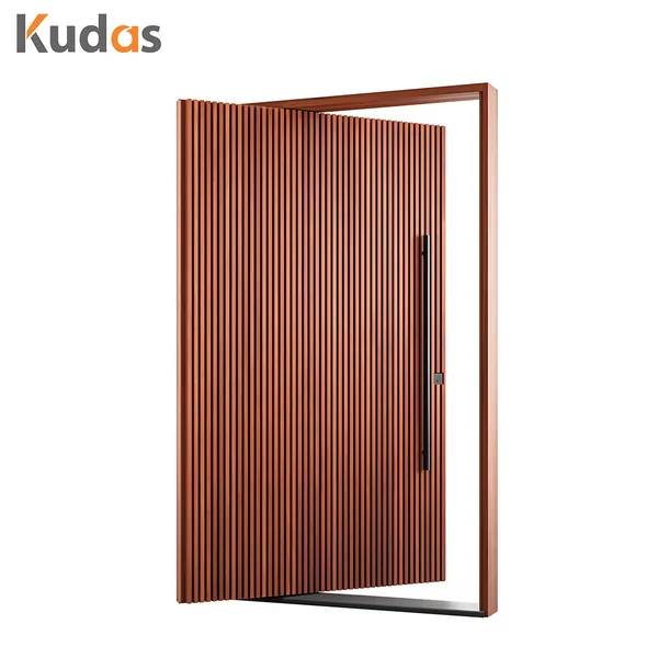 باب رئيسي محوري أمامي لمدخل خشبي للفيلا مخصص مع قفل باب ذكي