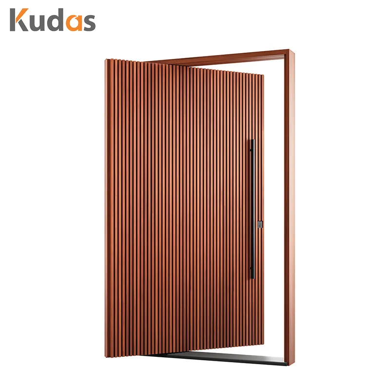 باب رئيسي محوري أمامي لمدخل خشبي للفيلا مخصص مع قفل باب ذكي