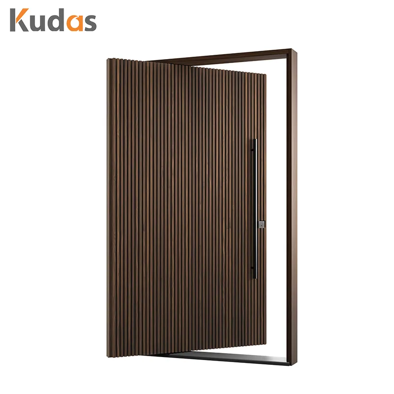 باب رئيسي محوري أمامي لمدخل خشبي للفيلا مخصص مع قفل باب ذكي