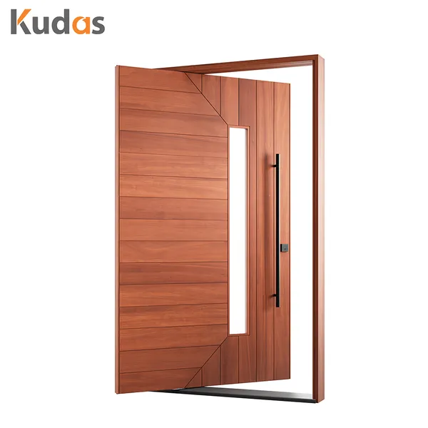 باب دخول أمامي من الخشب الصلب مزدوج الأمان خارجي رئيسي مع زجاج