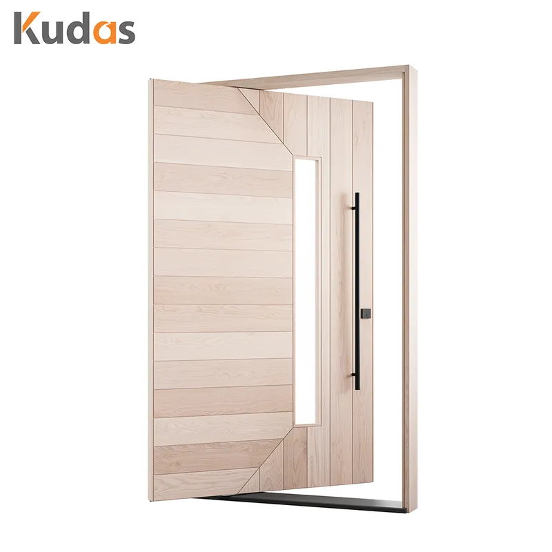 باب دخول أمامي من الخشب الصلب مزدوج الأمان خارجي رئيسي مع زجاج