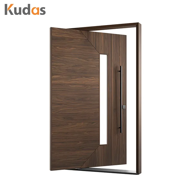 باب دخول أمامي من الخشب الصلب مزدوج الأمان خارجي رئيسي مع زجاج