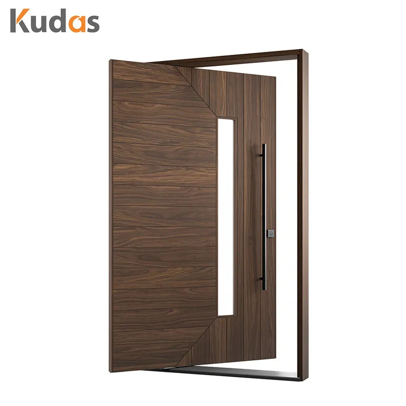 باب دخول أمامي من الخشب الصلب مزدوج الأمان خارجي رئيسي مع زجاج