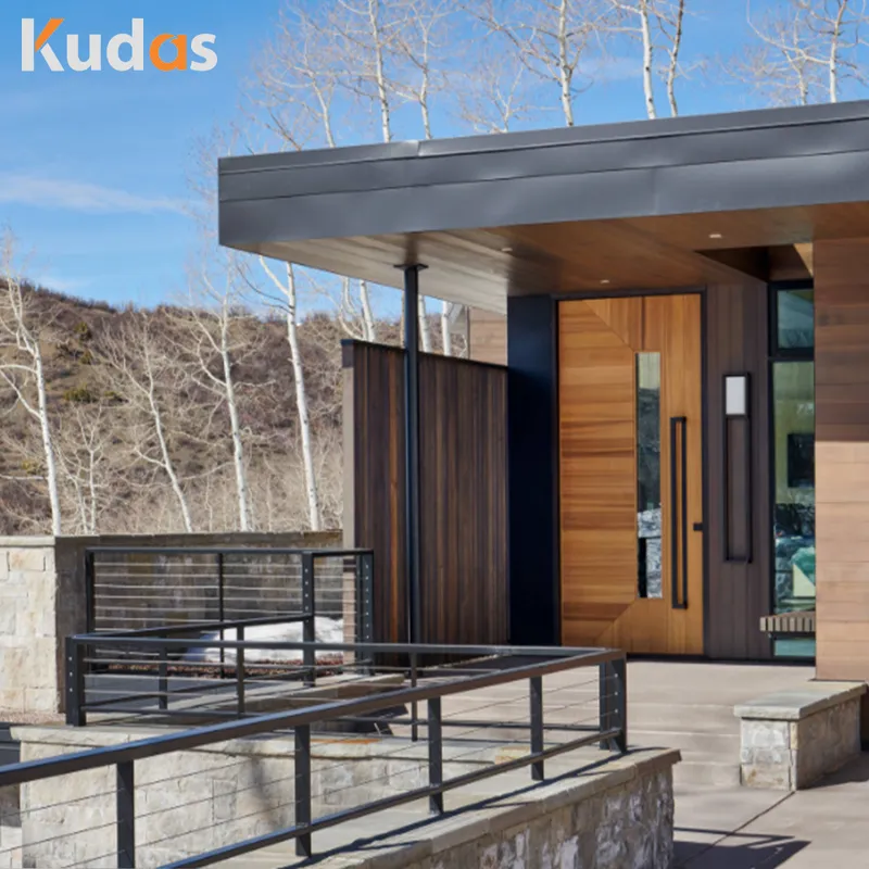 باب دخول أمامي من الخشب الصلب مزدوج الأمان خارجي رئيسي مع زجاج