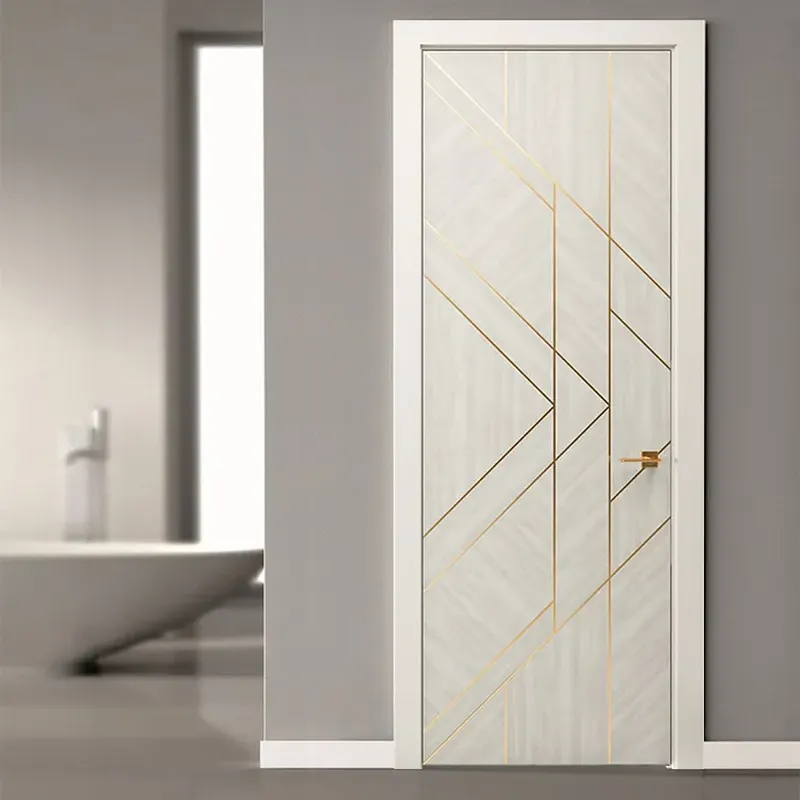 أبواب خشبية مزدوجة داخلية من الخشب الصلب على شكل أبيض لغرفة النوم