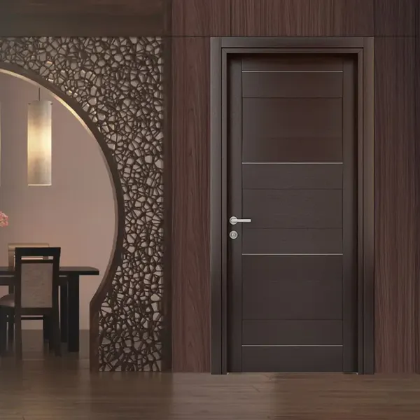 باب داخلي من الخشب الصلب wpc، mdf، زجاج متدفق من الكلوريد متعدد الفينيل