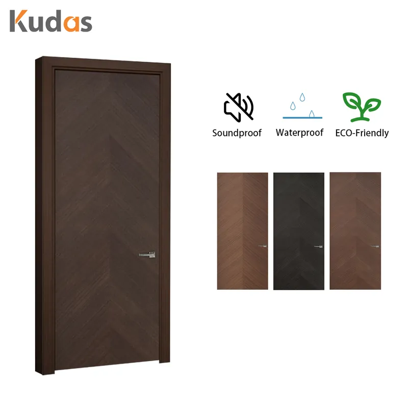 باب غرفة متأرجح من خشب قشرة الجوز، أبواب متأرجحة فردية MDF لغرفة النوم