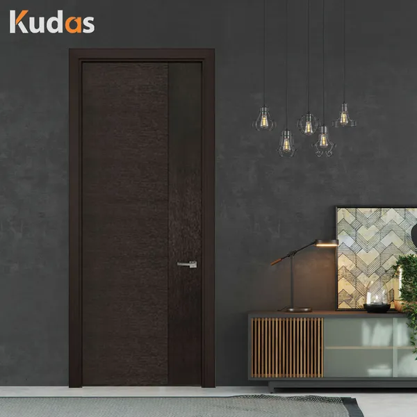 باب غرفة داخلي ذو تصميم أساسي من الخشب الأسود المركب  