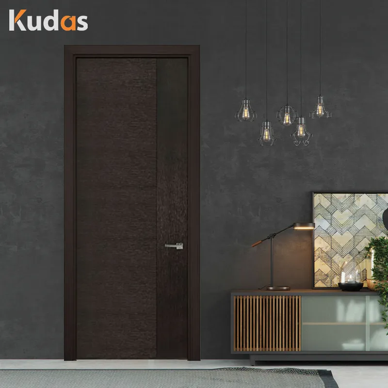 باب غرفة داخلي ذو تصميم أساسي من الخشب الأسود المركب  