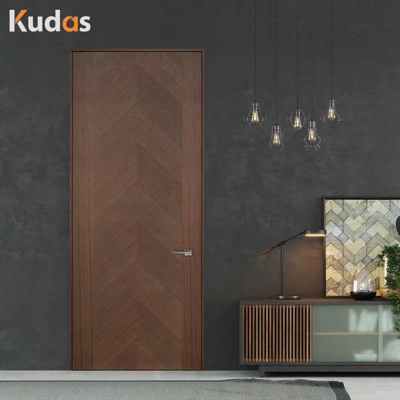 باب خشبي داخلي رئيسي من خشب الجوز المقاوم للحريق / دافق / أمامي