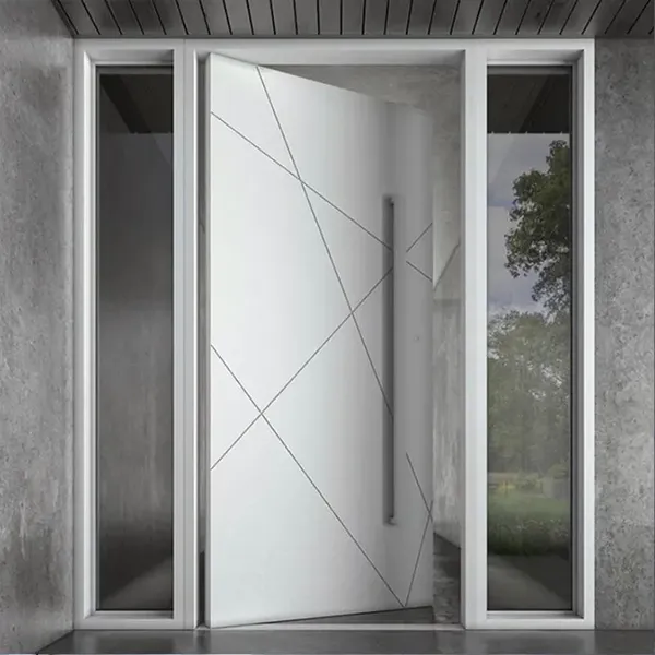 أبواب أمامية دخول محورية خشبية مقاومة للماء للمنزل مع أضواء جانبية