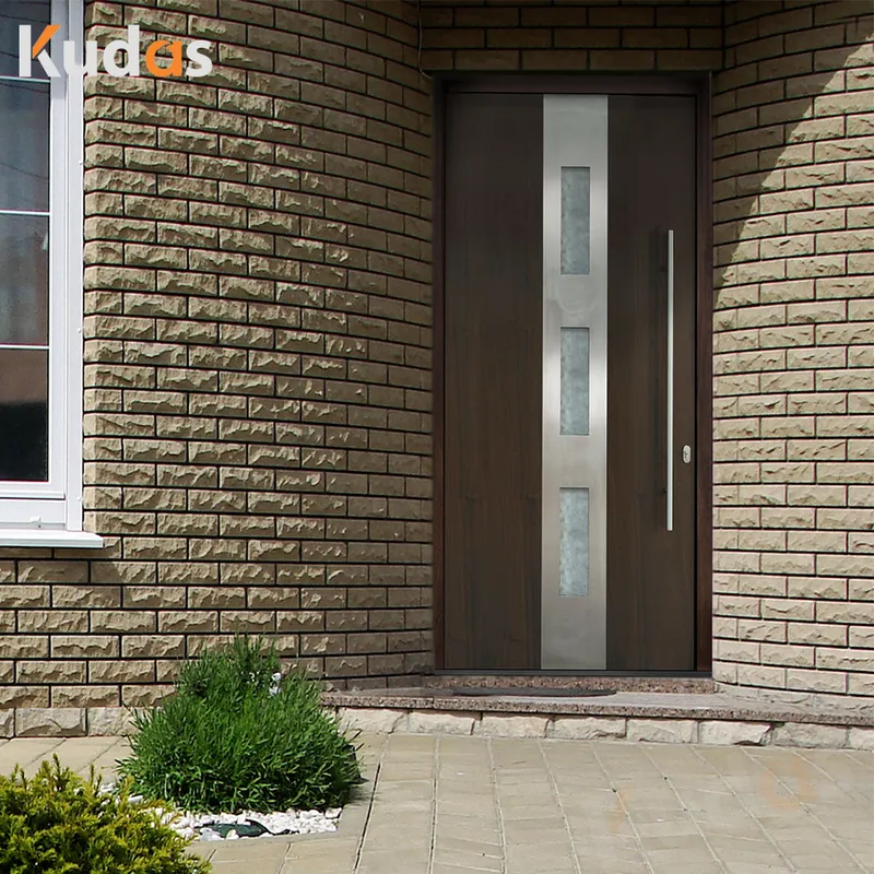باب دخول خارجي خشبي مخصص للأمان الأمامي بمدخل محوري خشبي خارجي