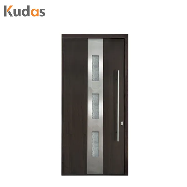 باب دخول خارجي خشبي مخصص للأمان الأمامي بمدخل محوري خشبي خارجي