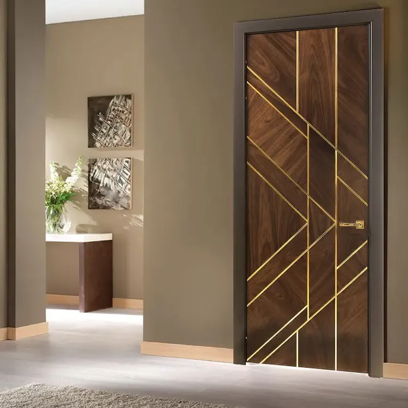 باب خشبي صلب من خشب الجوز مخصص باب خشبي داخلي لغرفة النوم