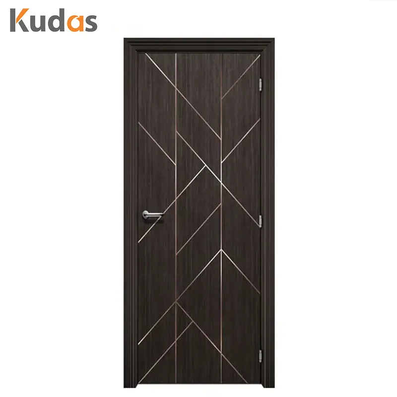 لوح قشرة خشبية صلبة مُعلق مسبقًا، باب خشبي لغرفة النوم بقشرة سوداء من خشب إم دي إف