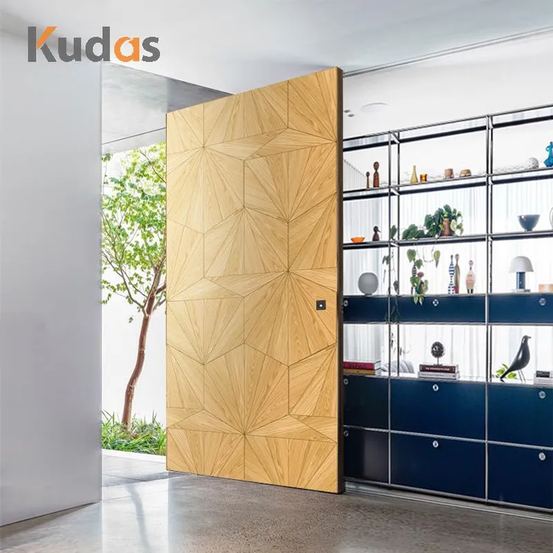 باب مدخل خارجي من خشب البلوط المحوري الرئيسي مع أضواء جانبية