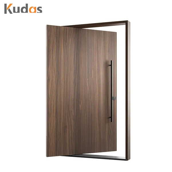 باب رئيسي للفيلا بمدخل خشبي بمحور أمامي حديث أوروبي فاخر