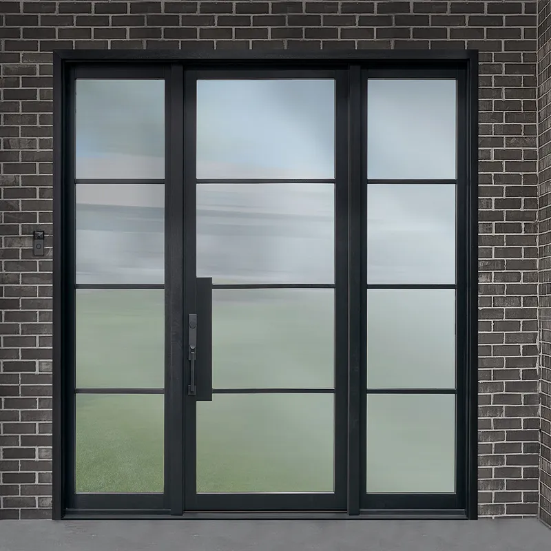 مدخل ذكي أبواب فولاذية معدنية خارجية باب خشبي آمن