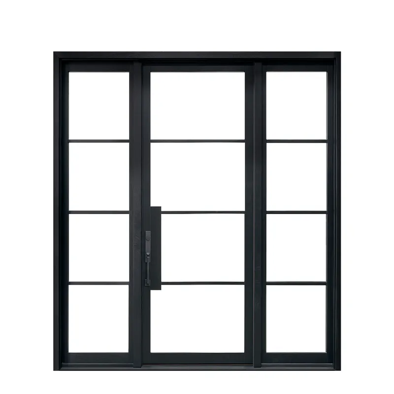 مدخل ذكي أبواب فولاذية معدنية خارجية باب خشبي آمن