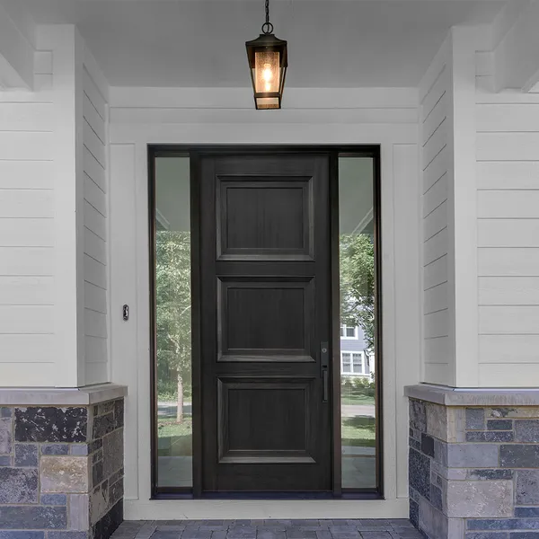 باب أمامي خارجي محوري من خشب الأمان الصلب مع أضواء جانبية