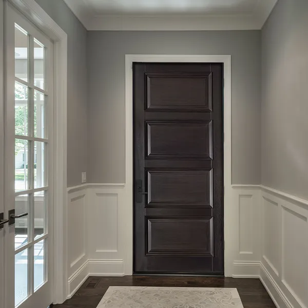 باب أمامي خارجي محوري من خشب الأمان الصلب مع أضواء جانبية