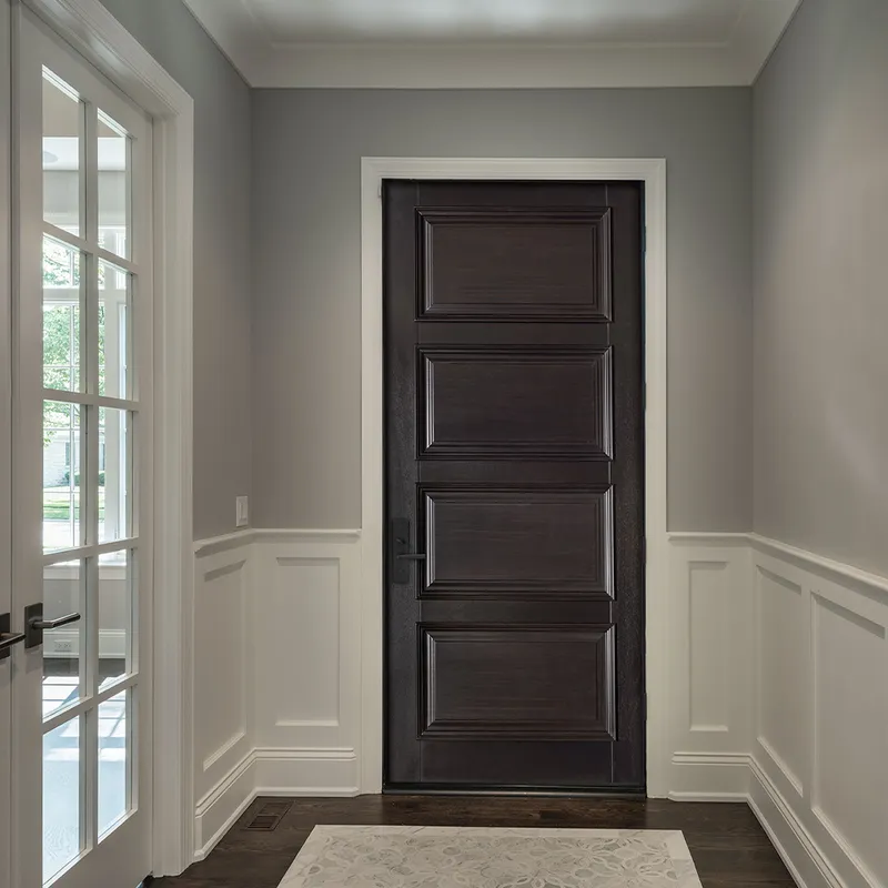 باب أمامي خارجي محوري من خشب الأمان الصلب مع أضواء جانبية